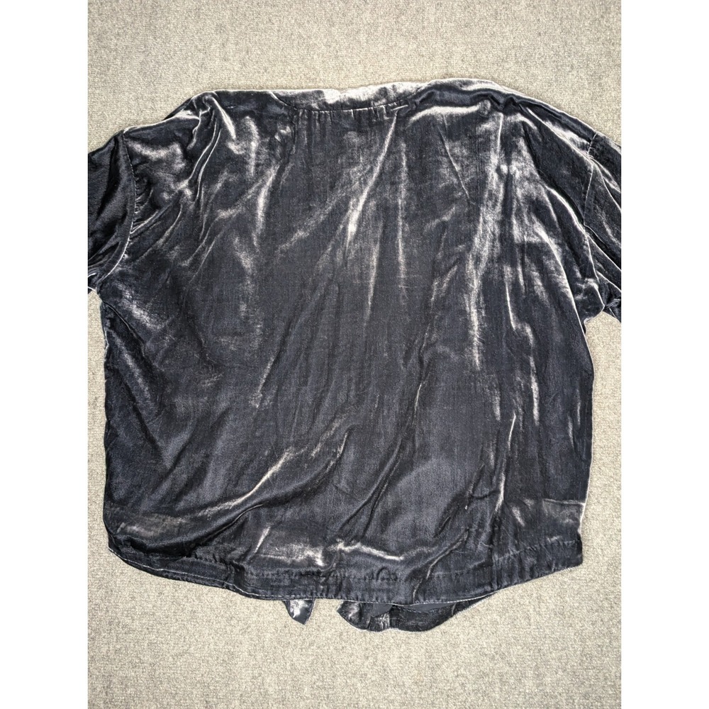 Anthropologie Women's Size XS Esme Blue Velvet Open Kimono Oversized Cardigan - Picture 11 of 11
